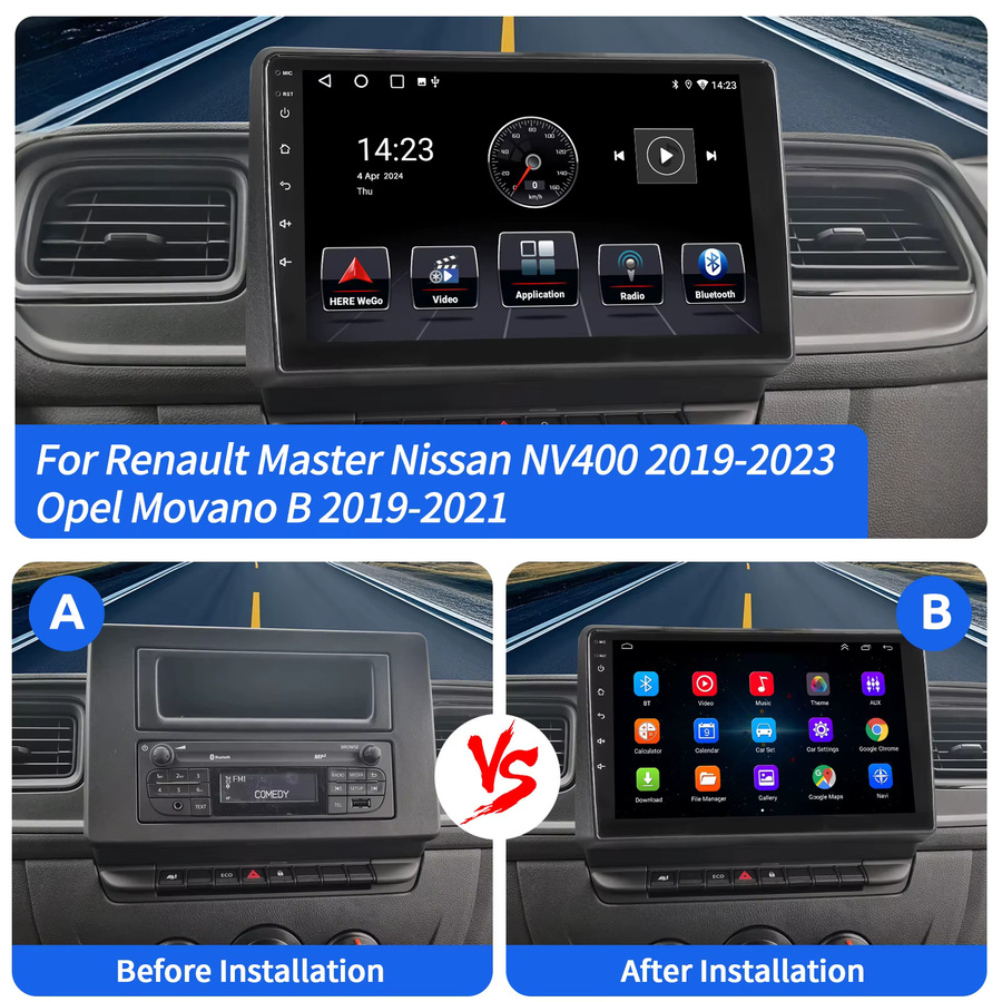 ESSGOO Android 15 Autoradio mit 10 Zoll IPS Touchscreen für Renault Master III, Opel Movano B und Nissan NV400 (2019-2023) mit Wireless Carplay, Android Auto, GPS, Bluetooth und WIFI in Schwarz - Bild 3