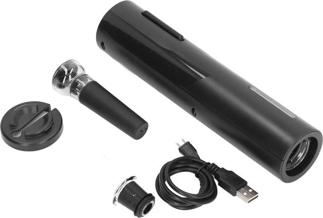 TOMTOP JMS Automatisches elektrisches Weinflaschenöffner-Set mit Weinausgießer und Vakuumpumpe, USB-Ladegerät, Schwarz und Transparent - Bild 1