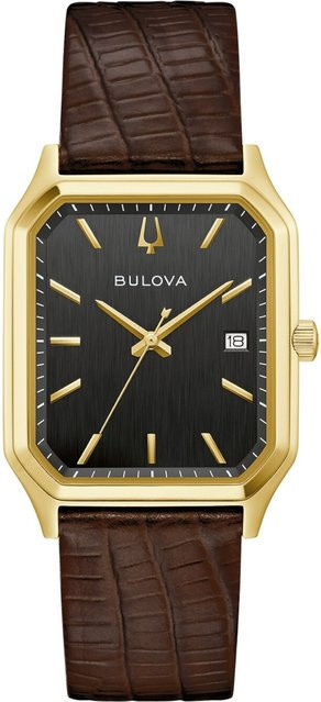 Bulova Herrenuhr, Quarz, Edelstahl, 32 mm, Leder, Schwarz, 3 ATM - Bild 1