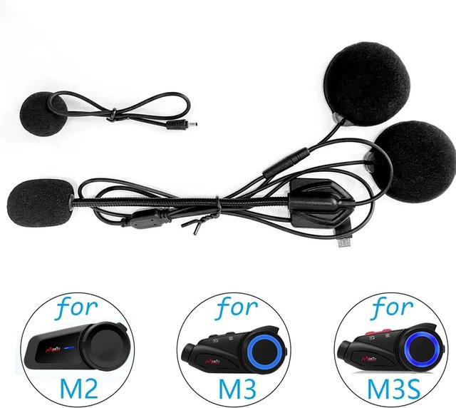 Maxto 2-in-1 In-Ear Kopfhörer und Mikrofon Set in Schwarz für Motorrad Vollhelm und Offenhelm kompatibel mit M2 M3 M3S M2C - Bild 1