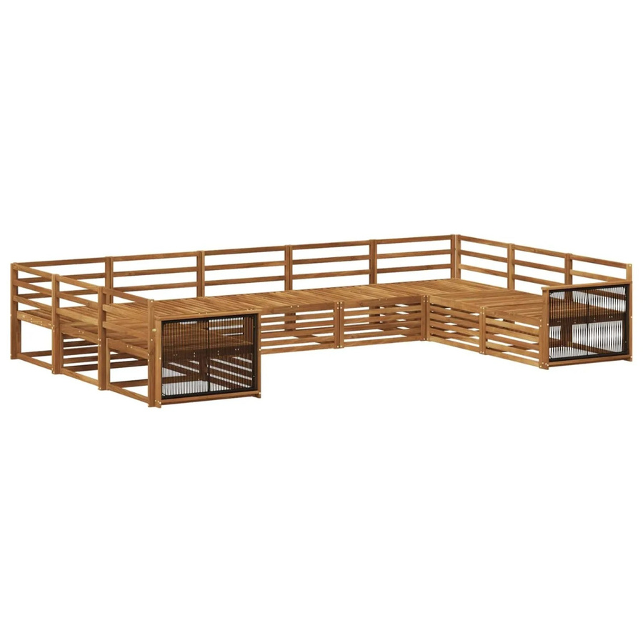 vidaXL Outdoor-Sofagarnitur aus Massivholz Akazie in Natur, 9-teiliges Set im modernen Latten-Design - Bild 2