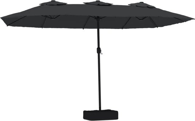 vidaXL Doppel-Gartenschirm mit LED-Leuchten in Schwarz, B/T/H: 449 x 265 x 245 cm - Bild 1