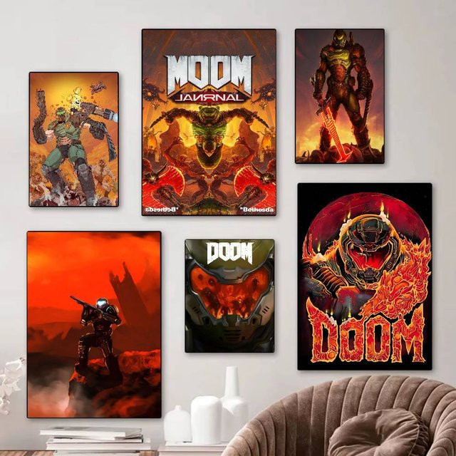 Vintage Poster Game DOOM Eternal Wandkunst im Retro-Stil als mehrfarbige Grafik für deine Wanddekoration - Bild 1