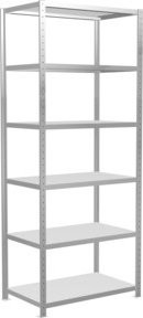 Schulte Grundregal Steckregal MULTIplus330 mit 6 Fachböden und Kreuzstrebe, Farbe: Lichtgrau, B/T/H: 250 x 100 x 60 cm - Bild 1