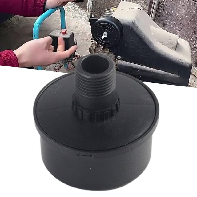 DAZZLEEX Luftkompressor-Schalldämpfer mit 20 mm Außengewinde und Einlassfilter in Schwarz für Kolben-Luftkompressoren, Luftpumpen und pneumatische Werkzeuge - Bild 1
