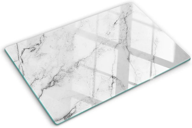 Tulup Herdabdeckplatte aus Glas in Weiß als Schneidebrett und Spritzschutz, B/T: 80 x 52 cm - Bild 1