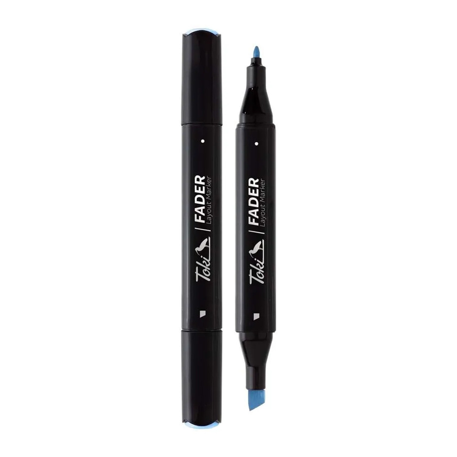 Toki Marker Fader mit 66 Farben in Indian Blue mit Brush und Chisel Spitze - Bild 2