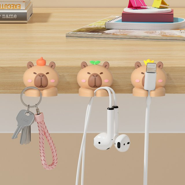 WORTHBUY Capybara Kabelmanager Set für den Schreibtisch, selbstklebende Kabel-Organizer und Fixierclips in 2 oder 3 Stück - Bild 1