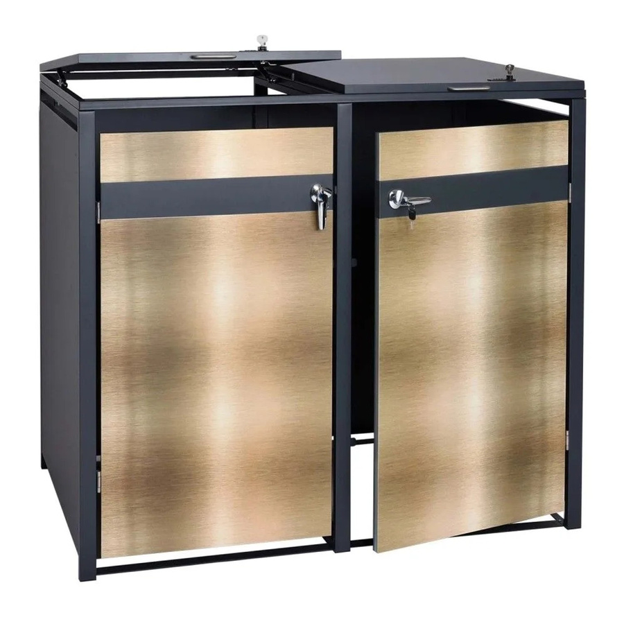 MCW 2er Mülltonnenverkleidung J82 Mülltonnenbox aus Metall in Anthrazit Gold H x B x T: 80 x 117 x 132 cm - Bild 2