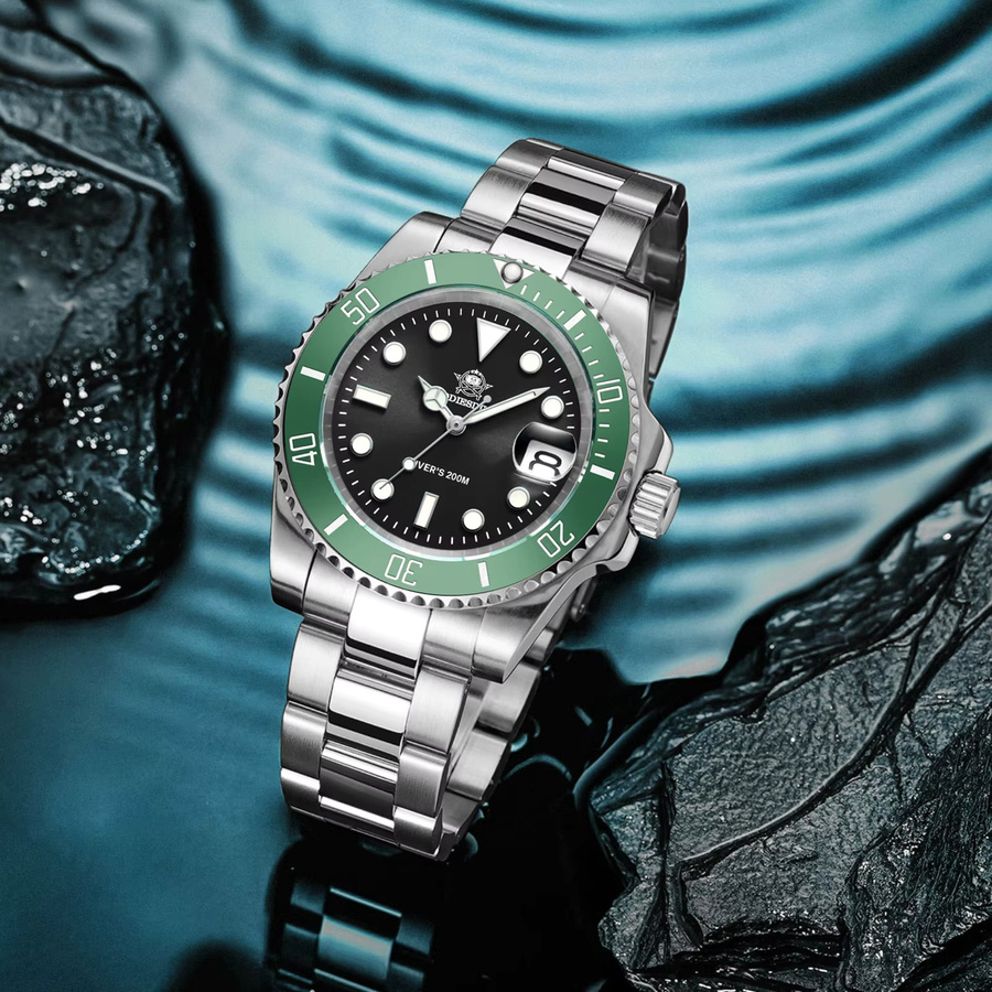 ADDIESDIVE Armbanduhr, Quarz, Edelstahl, Keramiklünette, Herren, Schwarz - Bild 4