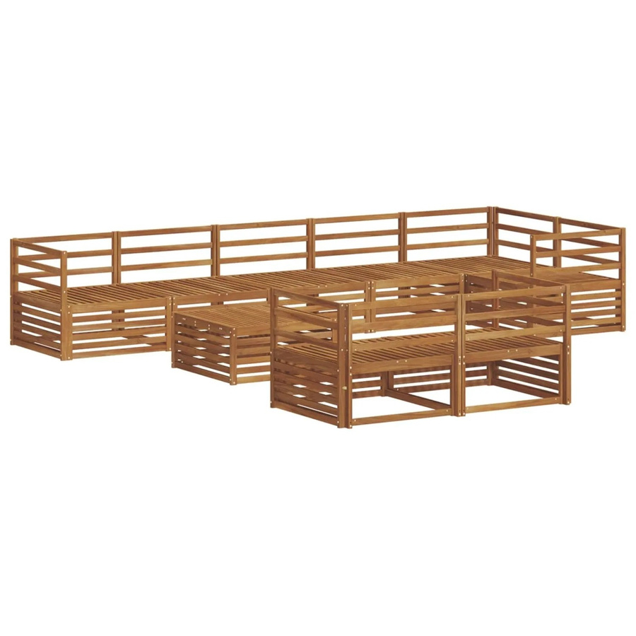 vidaXL Outdoor-Sofagarnitur 9-teilig aus Akazienholz in Braun, moderne L-Shape Gartenmöbel-Set mit Tisch und Armlehnen - Bild 2