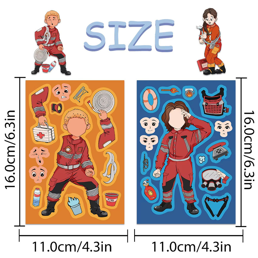 PickJoy Feuerwehrmann-Collage-Aufkleber, 8-teiliges Set, multicolor - Bild 3
