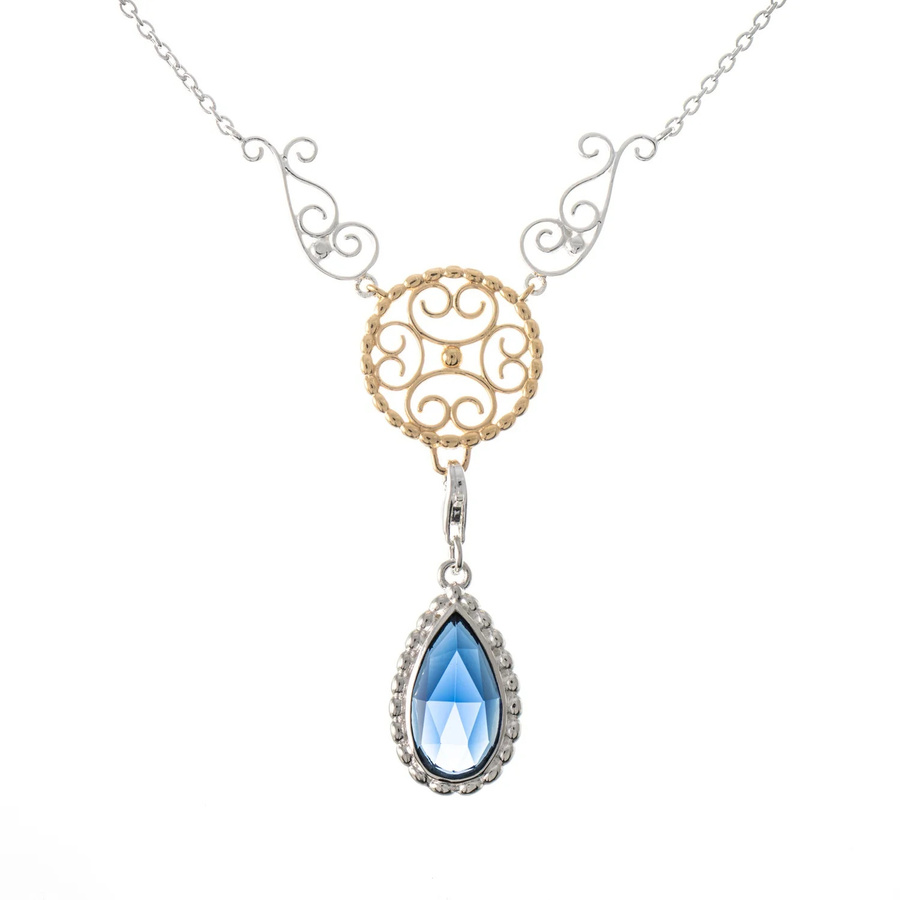 Collier Signature, 925 Silber, teilvergoldet, Zirkonia, blau - Bild 1