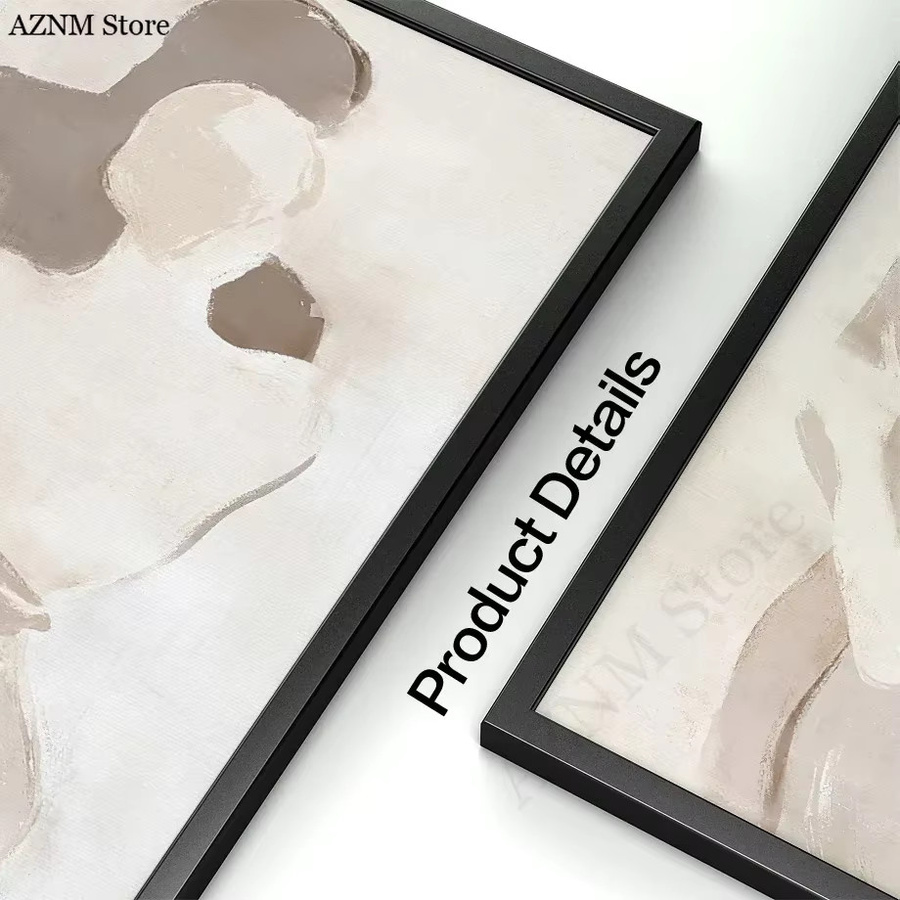 Potdemiel Wandkunst Leinwandmalerei Beige Pfirsichblüte und Schwan im Nordic Design - Bild 2