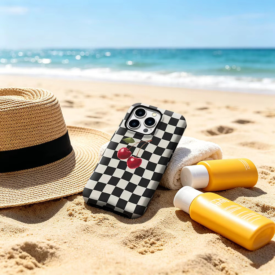 CaseChic Schutzhülle mit MagSafe Kompatibilität und mattem Bumper im Cherry Checker Design für iPhone 17 16 15 14 13 Pro Max Plus, Stoßfest, Hartes PC, Mehrfarbig - Bild 5