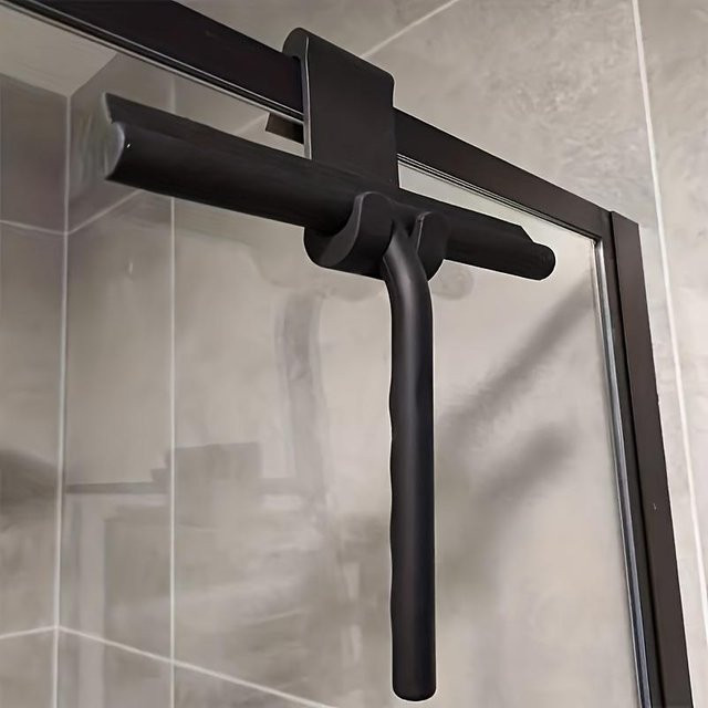 Handduschabzieher und Fensterabzieher in Schwarz für die Reinigung von Glas und Badezimmer - Bild 1