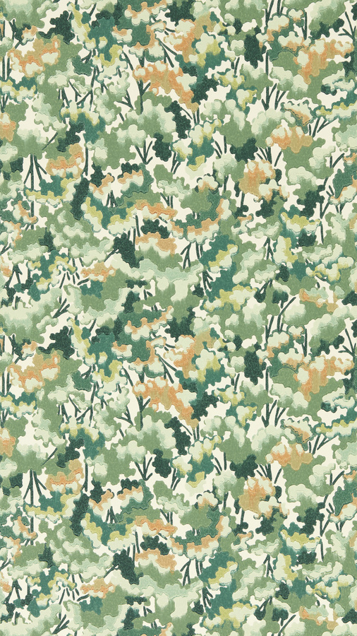 Harlequin Tapete Tree Tops in Forest, Clay und Evergreen mit botanischem Naturmotiv aus Vlies - Bild 1