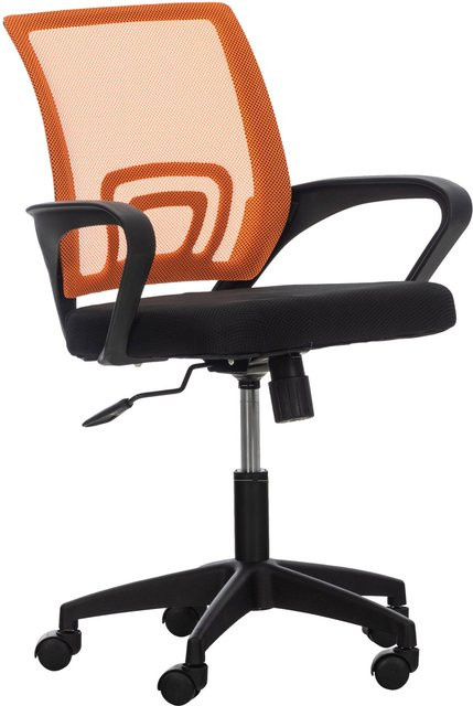 TPFLiving Bürostuhl Audrey in Orange mit Netzbezug, Armlehnen und Rollen, Höhe: 110 cm, Breite: 62 cm, Tiefe: 50 cm - Bild 1