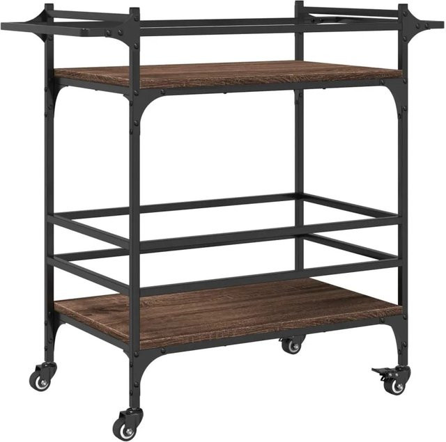 vidaXL Küchenwagen in Eiche Braun im Vintage-Design aus Holzwerkstoff und Stahl, B/T/H: 82 x 40 x 78,5 cm - Bild 1