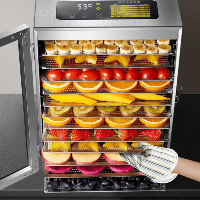 DIVEDEER 12-stufiges Obst-Dörrgerät aus Edelstahl in Silber für Obst, Fleisch und Tierfutter - Bild 5