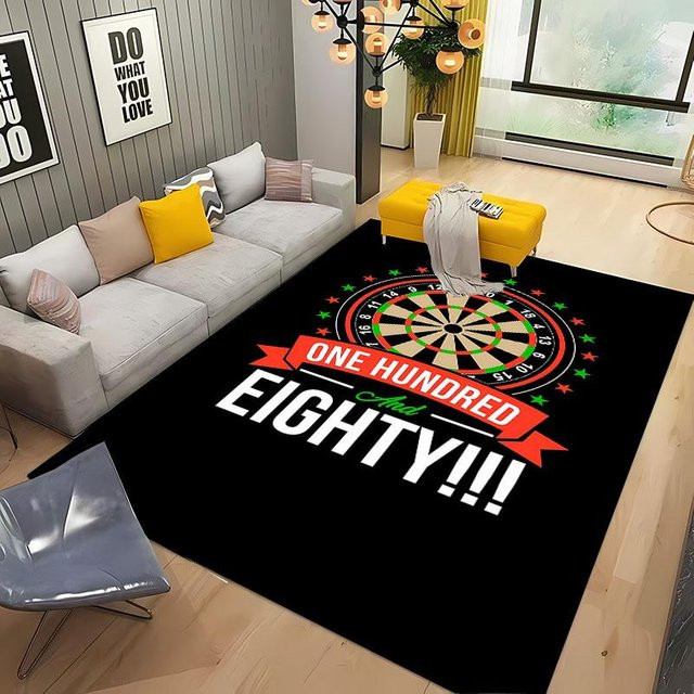 Rutschfester Dart Zielteppich Karpetti in Schwarz, weicher Bereichsteppich aus Polyester, B/T: 80 x 120 cm - Bild 1