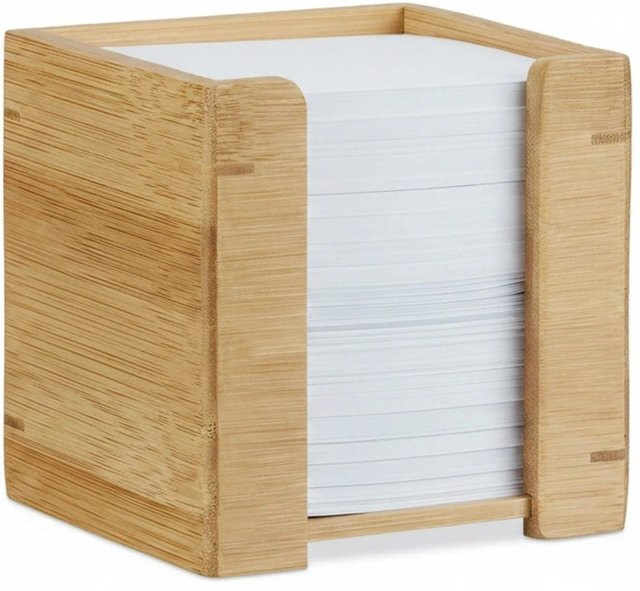 Relaxdays Zettelbox aus Bambus in Natur, nachfüllbarer Memo Holder, B/T/H: 10,5 x 10,5 x 10,5 cm - Bild 1