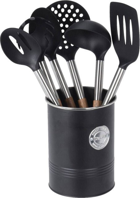 Küchenhelferset Wenko in Schwarz und Silber aus Kunststoff, Holz und Metall mit Hitzebeständigkeit und Aufhängeschlaufe - Bild 1