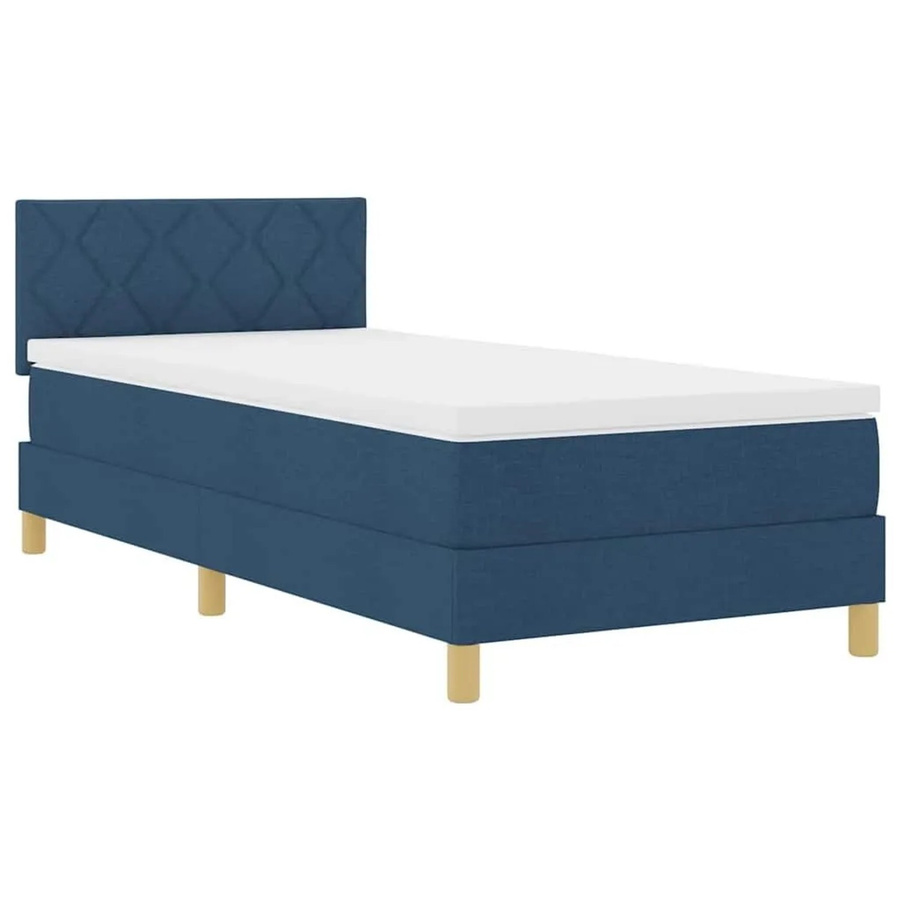 vidaXL LED Boxspringbett mit Matratze in Blau, Hybrid-Konstruktion mit USB-Ladeport und Unterbettbeleuchtung, B/T: 90 x 190 cm - Bild 2