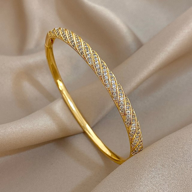 Slavena Manschettenarmbänder, Kupfer vergoldet, Zirkonia, Damen - Bild 1