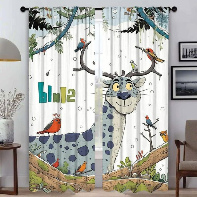 Makrod Waldvorhänge aus Tüll für Wohnzimmer und Schlafzimmer, 2 Stück, Farbe: Weiß, Breite: 50 cm, Höhe: 70 cm - Bild 1