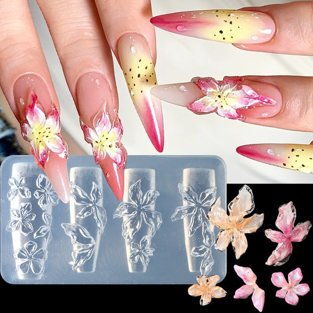 Full Beauty 3D Blumen-Silikon-Nagelform, Hibiskus-Blüten-Design - Bild 1