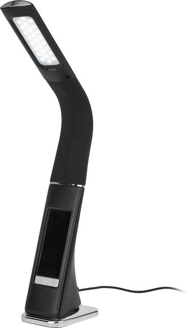LIVARNO HOME LED Schreibtischleuchte in Schwarz mit integrierter Uhr und verstellbarem Design - Bild 1