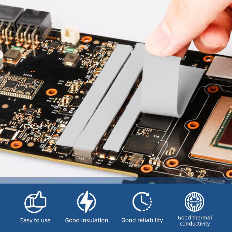 Fehonda Selbstklebende Silikon Wärmeleitpads für RTX3080 GPU und CPU, 15W/mk, Farbe: Grau - Bild 3