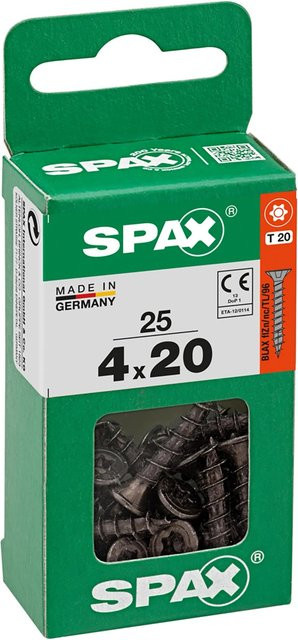 Spax Universalschraube VGW TSP Schwarz verzinkt, Durchmesser: 4 mm, Länge: 20 mm, 25 Stück - Bild 1