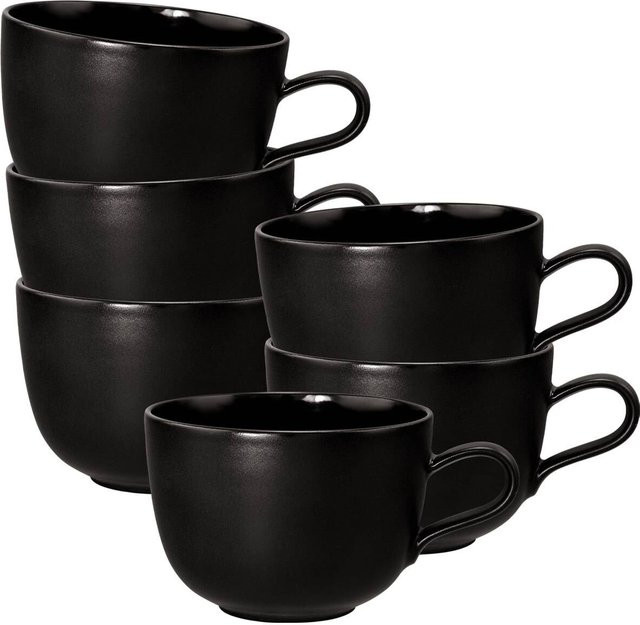 Seltmann Weiden Milchkaffeetassen Liberty Velvet Black aus Porzellan 6er Set 400 ml - Bild 1