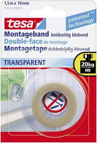 tesa Powerbond doppelseitiges Montageband transparent Länge: 1,5 m, Breite: 19 mm - Bild 1