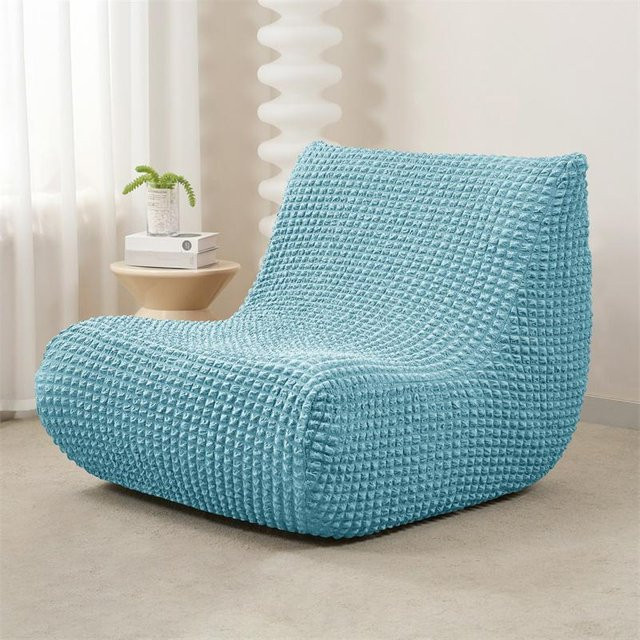 Einfarbiger Seersucker-Sofabezug in Blau, schmutzabweisender Stretch-Bezug für dein Wohnzimmer - Bild 1
