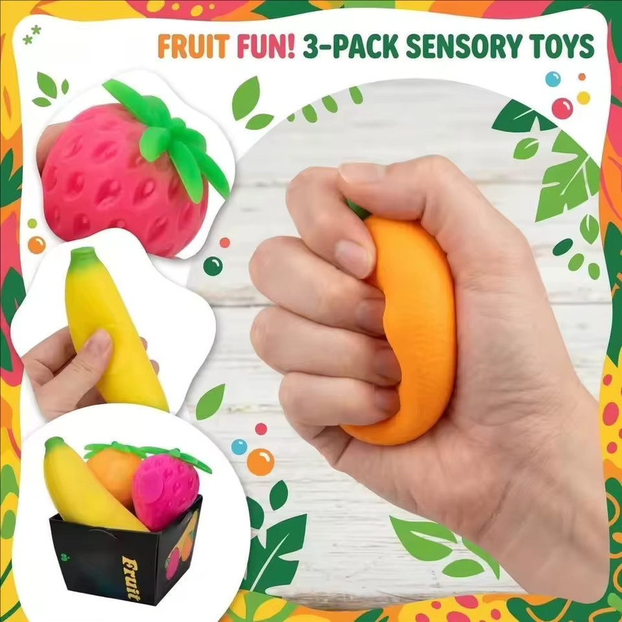 NeeDoh Frucht-Squishy-Spielzeug, simulierte Erdbeere, Banane, Orange, TPR - Bild 5