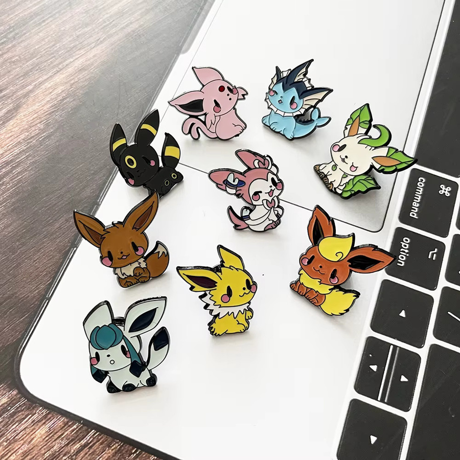 Bandai Broschen-Set, 9-teilig, Anime-Elfen, Eevee-Emaille-Pins, Bunt - Bild 3