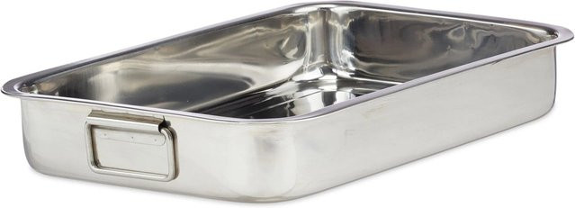 Relaxdays Bräter aus Edelstahl mit Rost in Silber, B/T/H: 43 x 31 x 7 cm - Bild 1