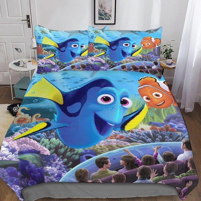 Finden N/Emo Bettwäsche-Set Dori Fisch in Blau mit Reißverschluss, 2-teilig aus Mikrofaser für Kinder und Erwachsene, B/H: 70 x 133 cm - Bild 1