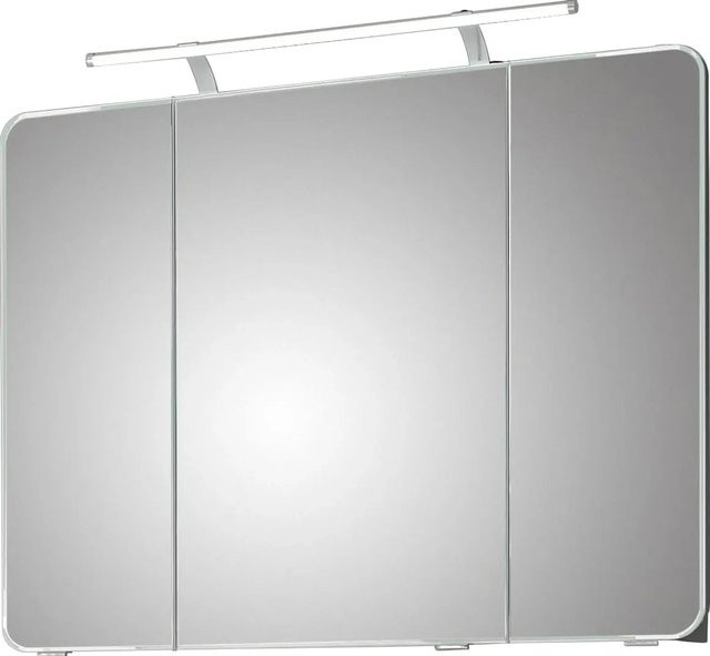 Pelipal Spiegelschrank Serie 4005 in Quarzgrau Hochglanz mit Soft-Close-Türen, Breite: 90 cm, Höhe: 72 cm, Tiefe: 3 cm - Bild 1