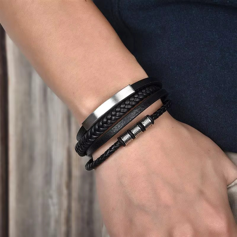 Jiayiqi Armband, Edelstahl, Schwarz, Herren - Bild 3