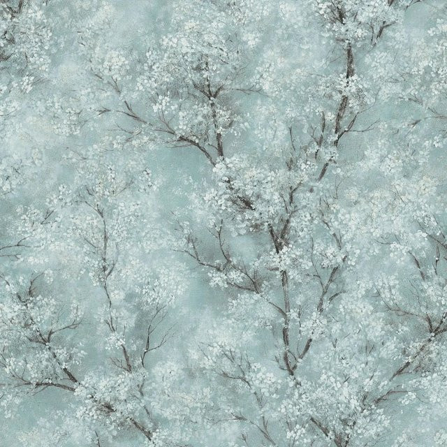 PROFHOME Blumen Tapete Floral in Grün Blau Grau, Vlies Tapete mit dezentem Schimmer, Breite: 0,53 m, Länge: 10,05 m - Bild 1