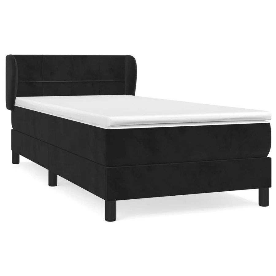 vidaXL Boxspringbett mit Matratze Schwarz Samt B/T/H: 90 x 200 cm - Bild 2