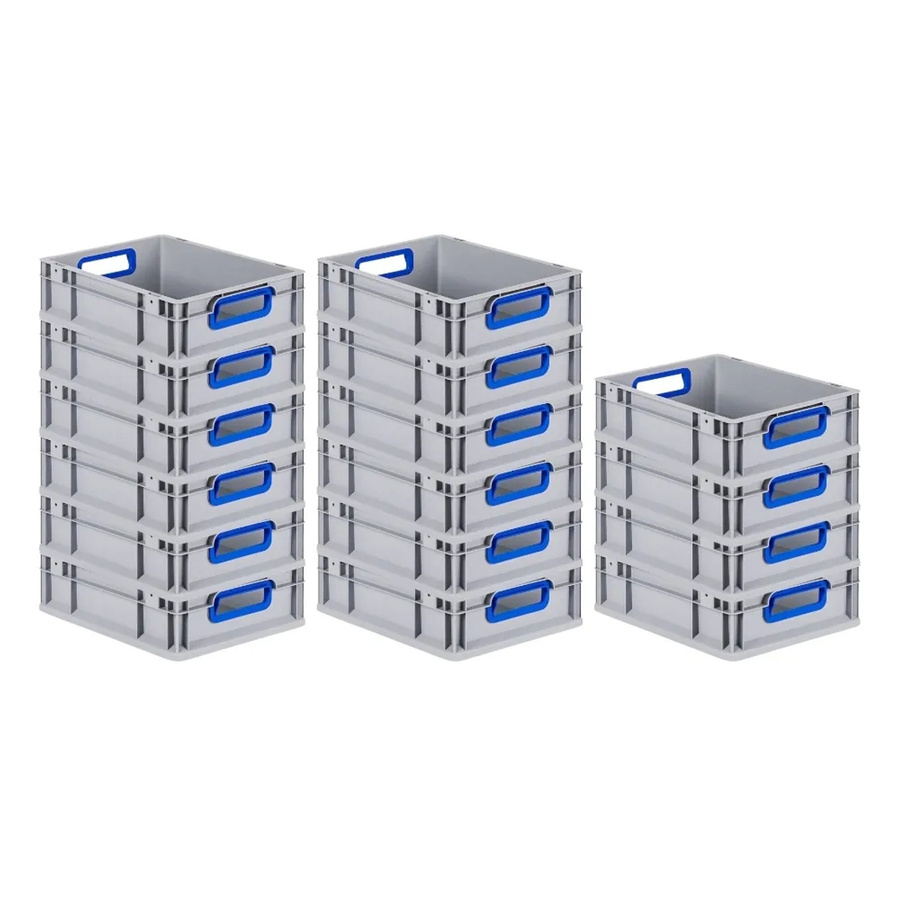 PROREGAL Spar Set 16x Eurobox Nextgen Color Transportboxen mit Griffen, Farbe Blau, H x B x T: 12 x 30 x 40 cm, 11 Liter pro Box, glatter Boden - Bild 2