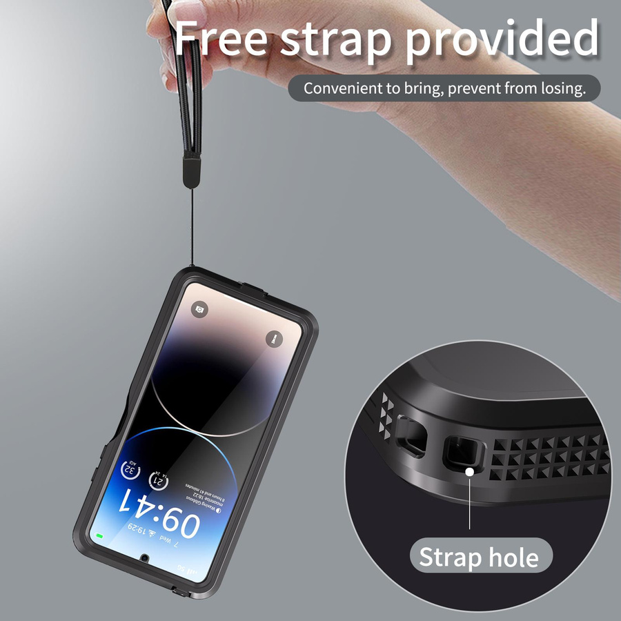 Wasserdichte IP68 Schutzhülle mit Dichtung und Armband für Xiaomi Redmi Note 14 13 Pro 5G, transparente Schutzpanzer Hülle - Bild 2
