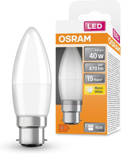 Osram LED PCR Lampe Classic B, Warmweiß 2700 K, 4,9 W (entspricht 40 W), 470 lm, Matt, Weiß - Bild 1