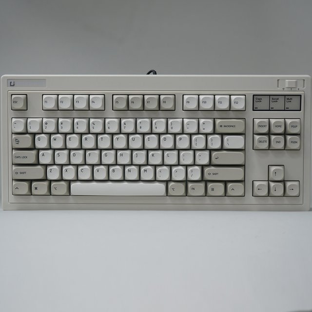 Keebox PBT MA Profile Tastenkappen im Retro-Stil für IBM-Layouts, Grau-Braun, Dye-Sub-Verfahren für 87, 98 und 104-Tasten-Layouts - Bild 1