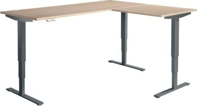 Elektrisch höhenverstellbarer Winkelschreibtisch AERO FLEX in Eiche und Anthrazit mit Memorypanel, Breite: 200 cm, Tiefe: 160 cm - Bild 1